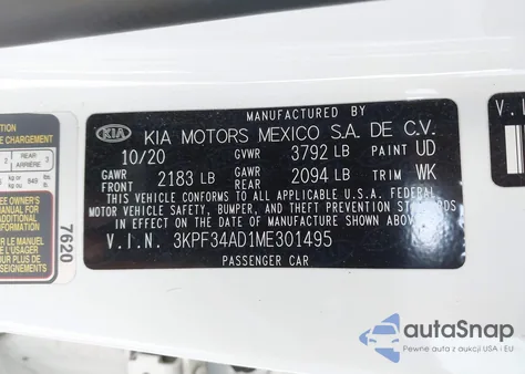 2021 Kia Forte Gt-Line from USA, damaged, VIN 3KPF34AD1ME301495